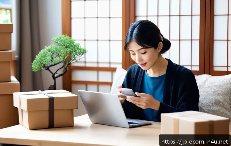 전자상거래 실무에서 자주 다뤄지는 사례 분석 - A modern Japanese woman calmly communicating with customer support on her smartphone, surrounded by ...